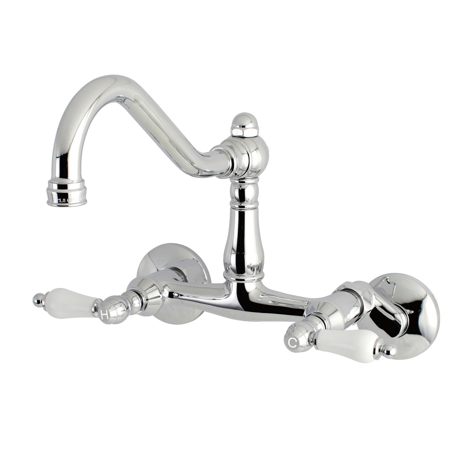Kingston Heirloom KS3221PL - Vintage Two-Handle 2-Hole Wall Mount Bridge Kitchen Faucet, Polished Chrome — image 1